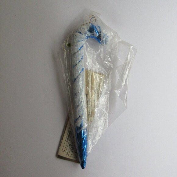 3  Blow Mold 8" Candy Cane Ornaments Red, Blue, Gold Glitter Golden Sleigh NIP - Picture 8 of 13